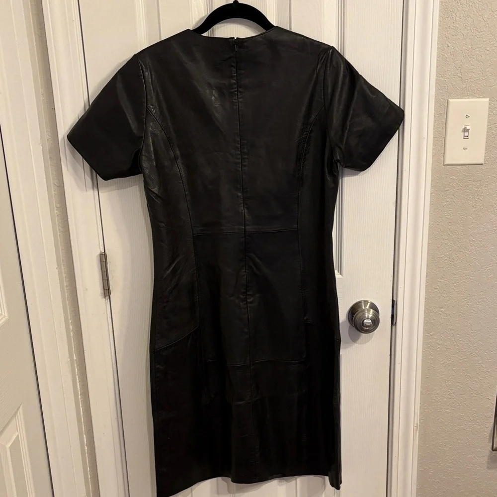 Bod & Christensen Leather Short Sleeve Fitted Dress - Picture 5 of 15